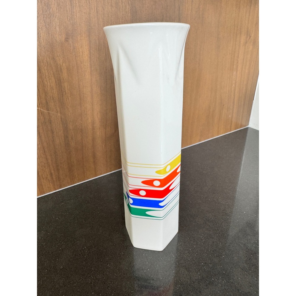 Vintage 1980s Japanese Vase FIDA Postmodern Memphis Style